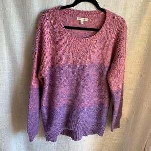 Vintage Poof Excellence Womens Ombre Knit Sweater Size L Pastel Preppy Cozy